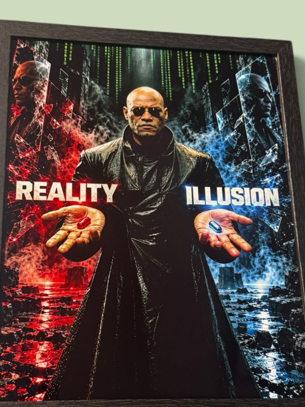 Matrix Morpheus Reality vs Illusion Framed Wall Art Poster